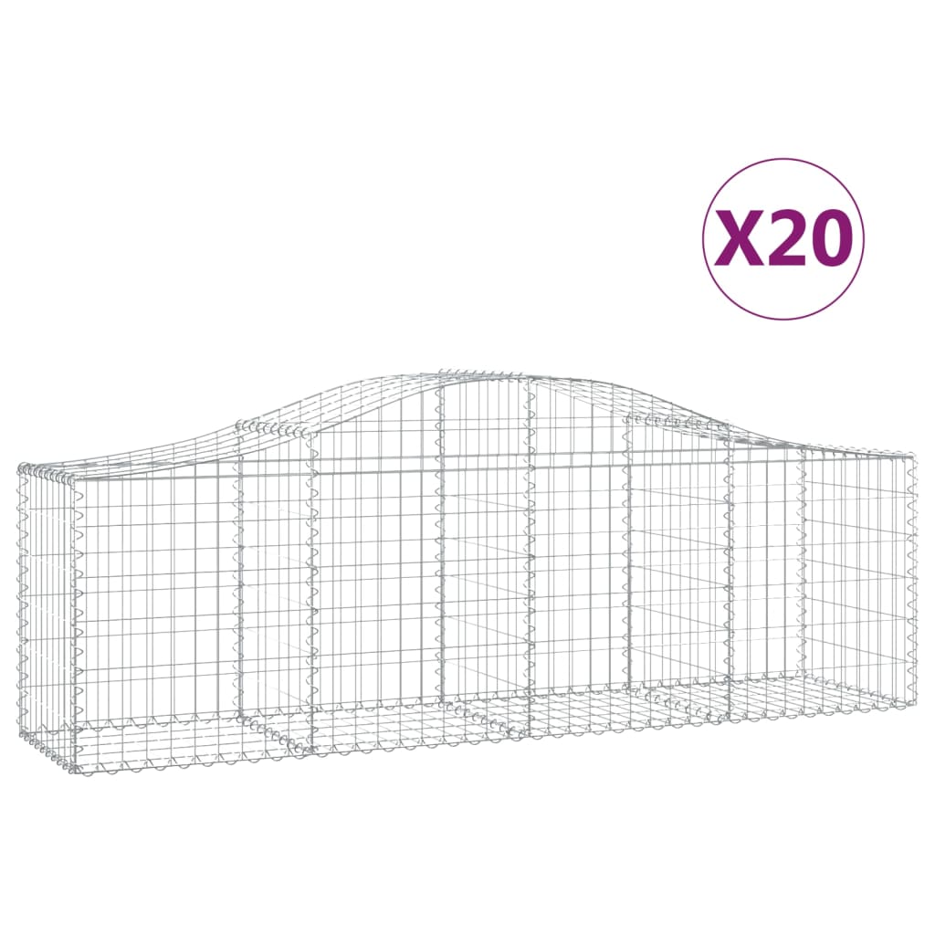 Gabionkurver buede 20 stk 200x50x60/80 cm galvanisert jern
