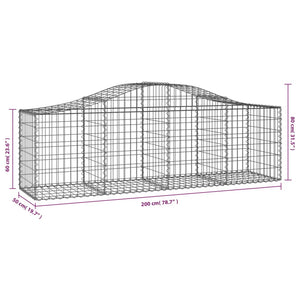 Gabionkurver buede 20 stk 200x50x60/80 cm galvanisert jern