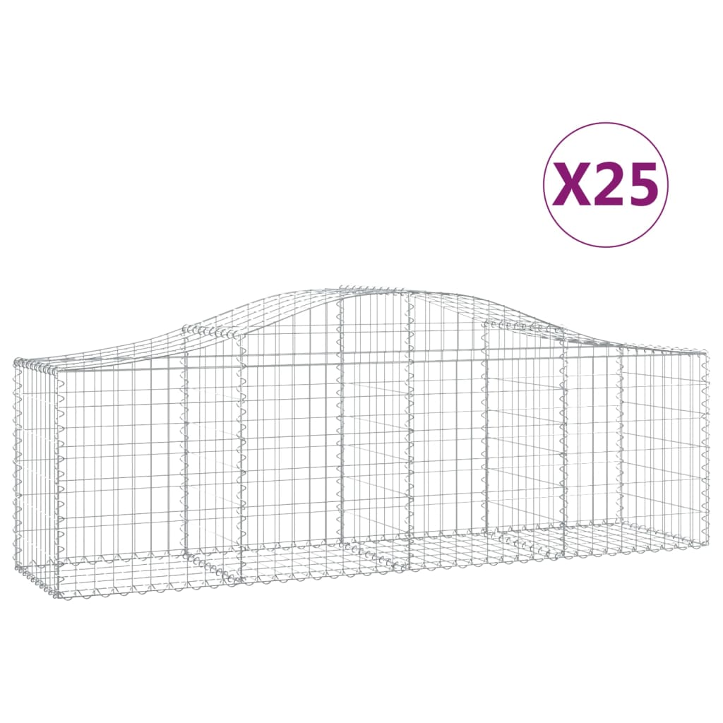 Gabionkurver buede 25 stk 200x50x60/80 cm galvanisert jern