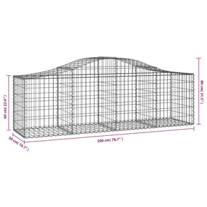 Gabionkurver buede 25 stk 200x50x60/80 cm galvanisert jern
