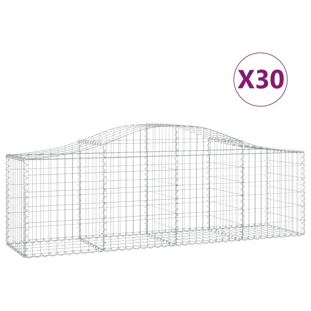 Gabionkurver buede 30 stk 200x50x60/80 cm galvanisert jern