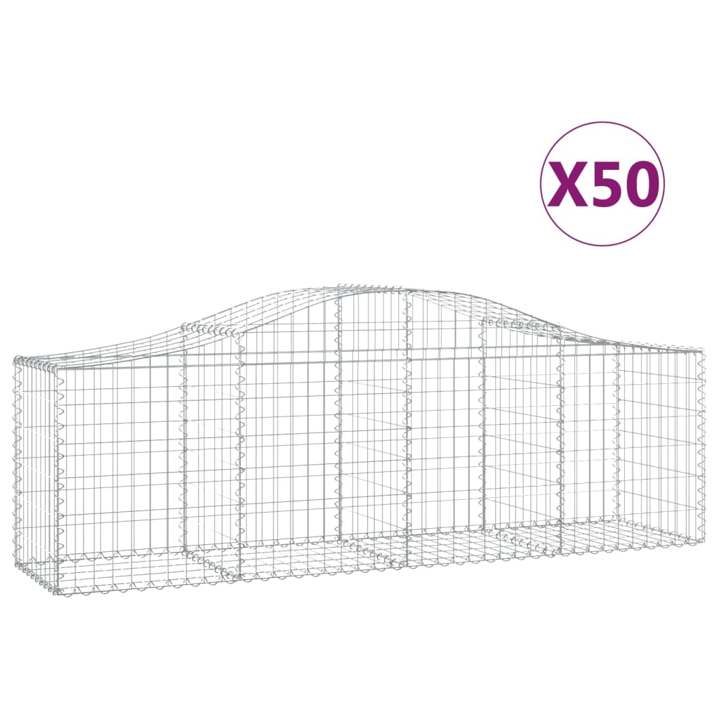 Gabionkurver buede 50 stk 200x50x60/80 cm galvanisert jern