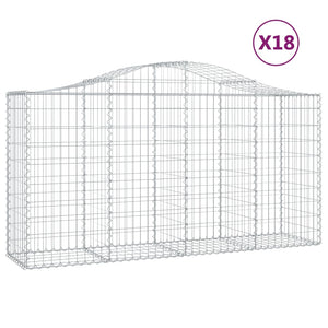 Gabionkurver buede 18 stk 200x50x100/120 cm galvanisert jern