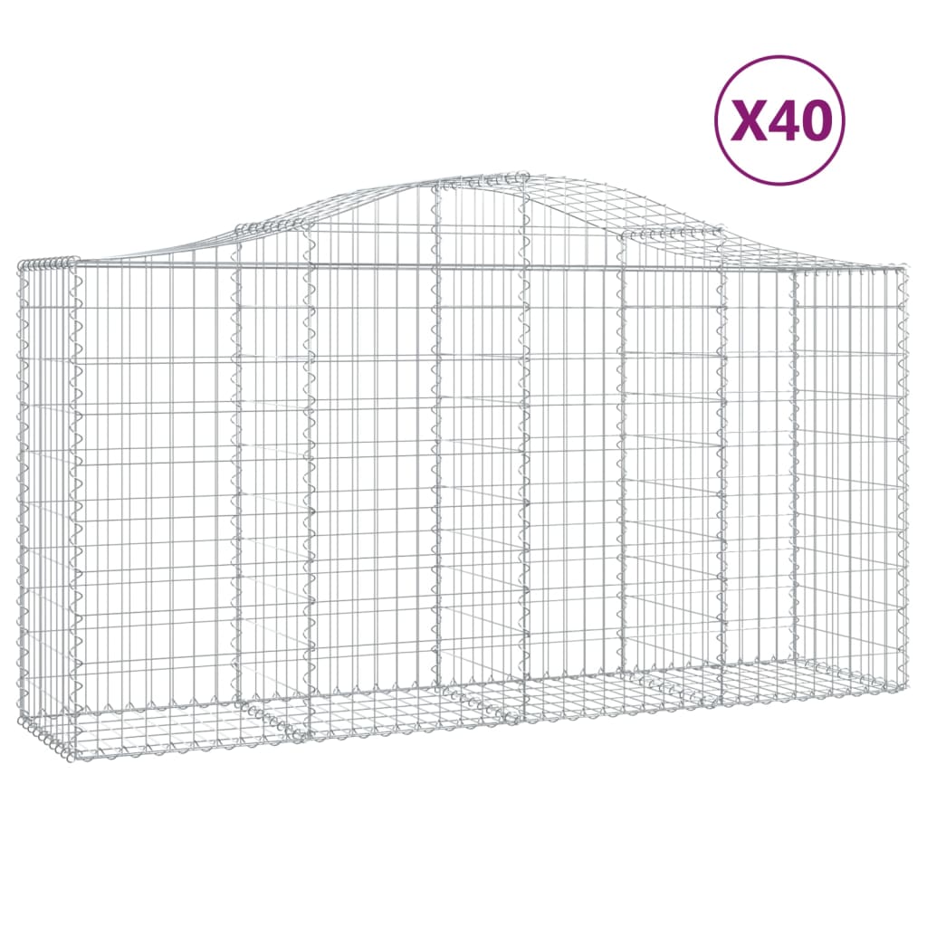 Gabionkurver buede 40 stk 200x50x100/120 cm galvanisert jern