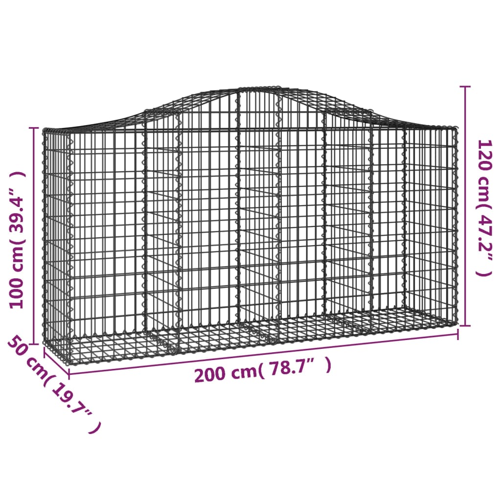 Gabionkurver buede 40 stk 200x50x100/120 cm galvanisert jern