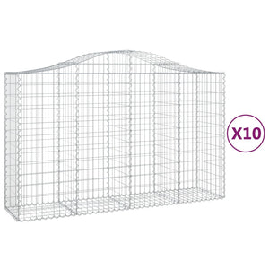 Gabionkurver buede 10 stk 200x50x120/140 cm galvanisert jern