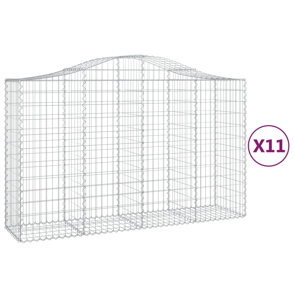 Gabionkurver buede 11 stk 200x50x120/140 cm galvanisert jern
