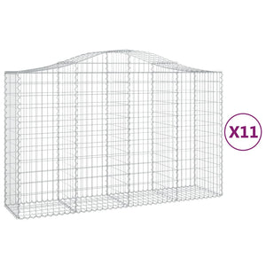 Gabionkurver buede 11 stk 200x50x120/140 cm galvanisert jern