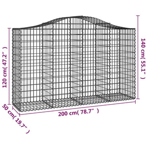 Gabionkurver buede 11 stk 200x50x120/140 cm galvanisert jern