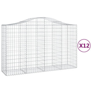 Gabionkurver buede 12 stk 200x50x120/140 cm galvanisert jern