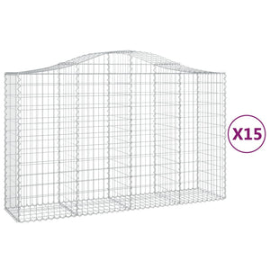 Gabionkurver buede 15 stk 200x50x120/140 cm galvanisert jern
