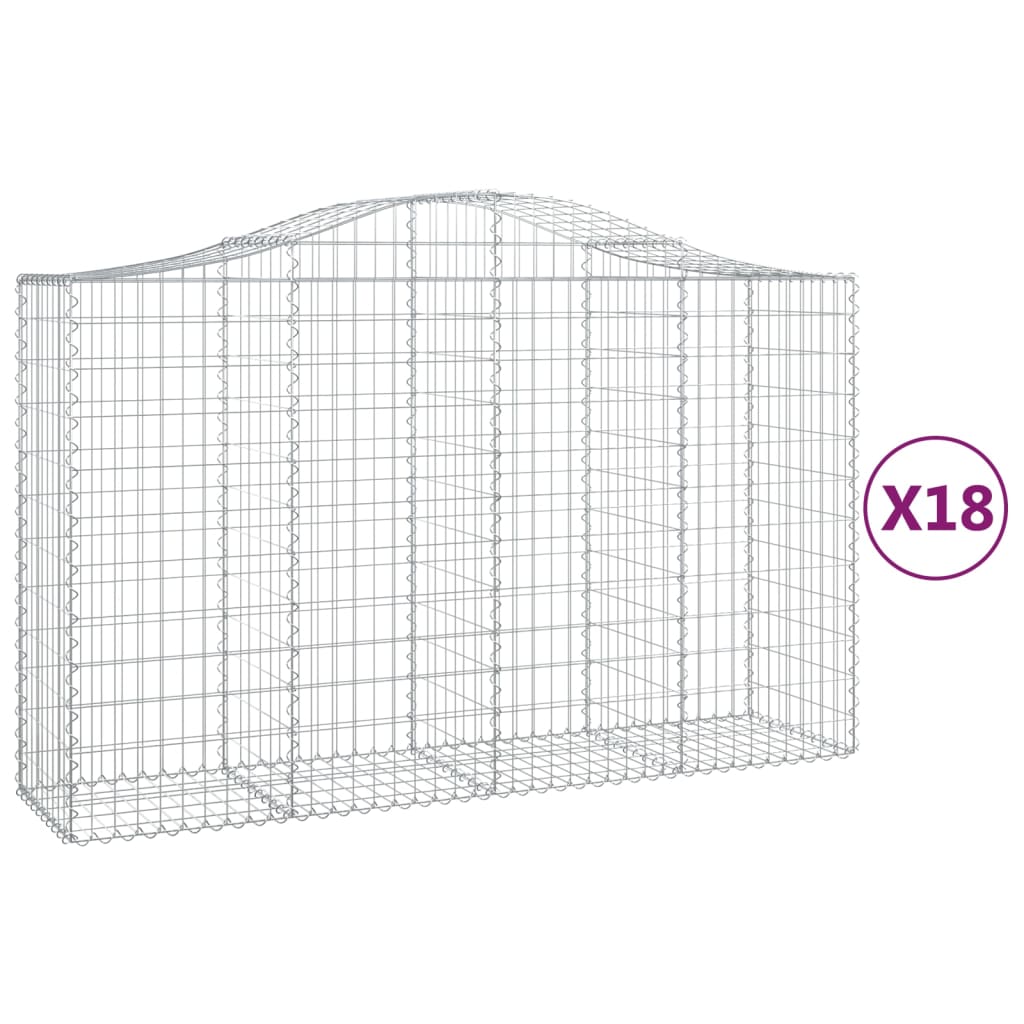 Gabionkurver buede 18 stk 200x50x120/140 cm galvanisert jern