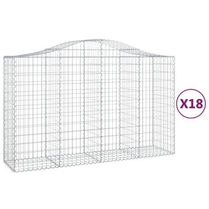 Gabionkurver buede 18 stk 200x50x120/140 cm galvanisert jern