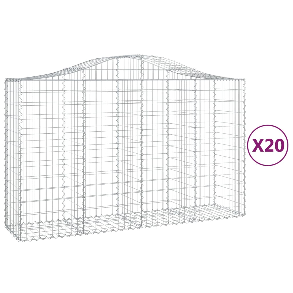 Gabionkurver buede 20 stk 200x50x120/140 cm galvanisert jern