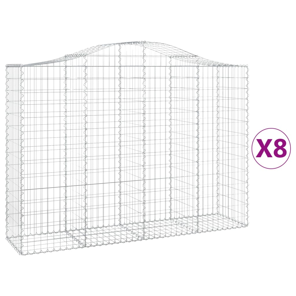 Gabionkurver buede 8 stk 200x50x140/160 cm galvanisert jern