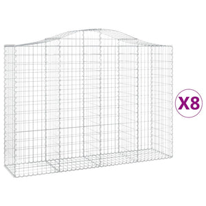 Gabionkurver buede 8 stk 200x50x140/160 cm galvanisert jern
