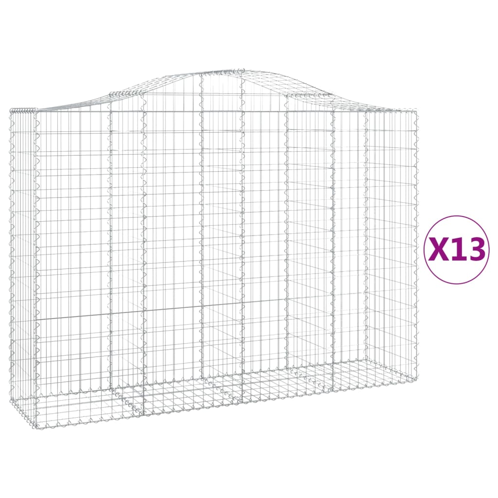Gabionkurver buede 13 stk 200x50x140/160 cm galvanisert jern