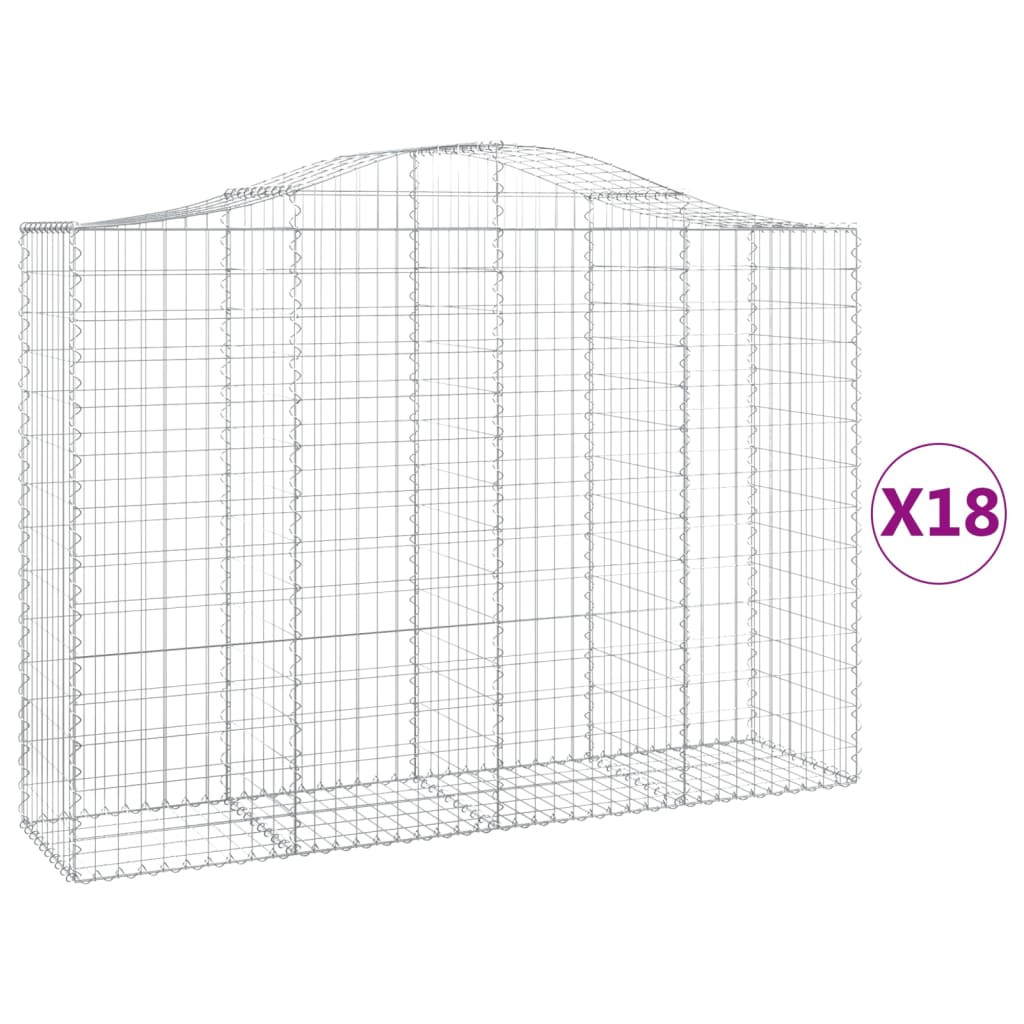 Gabionkurver buede 18 stk 200x50x140/160 cm galvanisert jern
