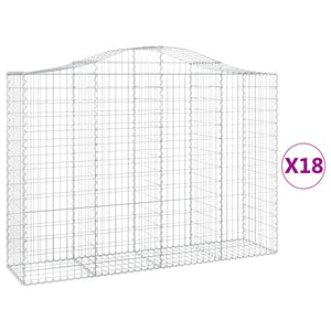 Gabionkurver buede 18 stk 200x50x140/160 cm galvanisert jern