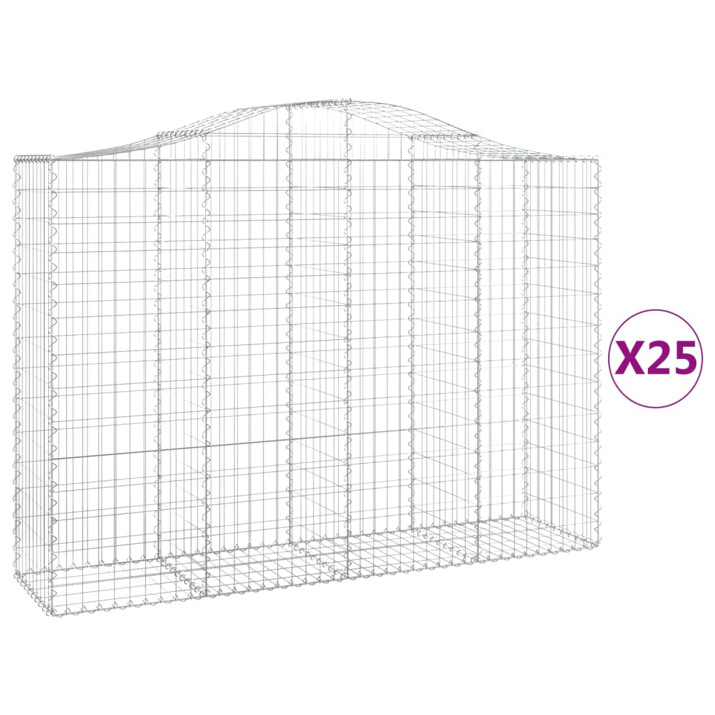 Gabionkurver buede 25 stk 200x50x140/160 cm galvanisert jern