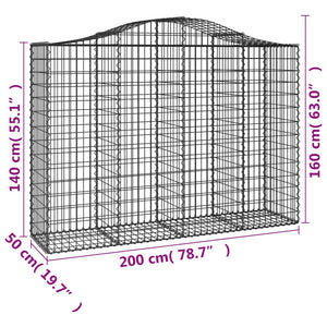 Gabionkurver buede 25 stk 200x50x140/160 cm galvanisert jern