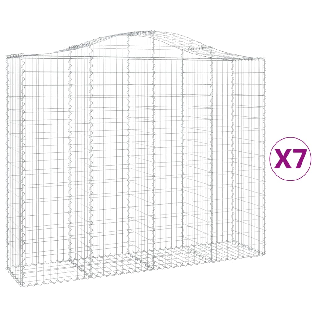 Gabionkurver buede 7 stk 200x50x160/180 cm galvanisert jern