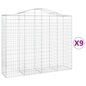 Gabionkurver buede 9 stk 200x50x160/180 cm galvanisert jern