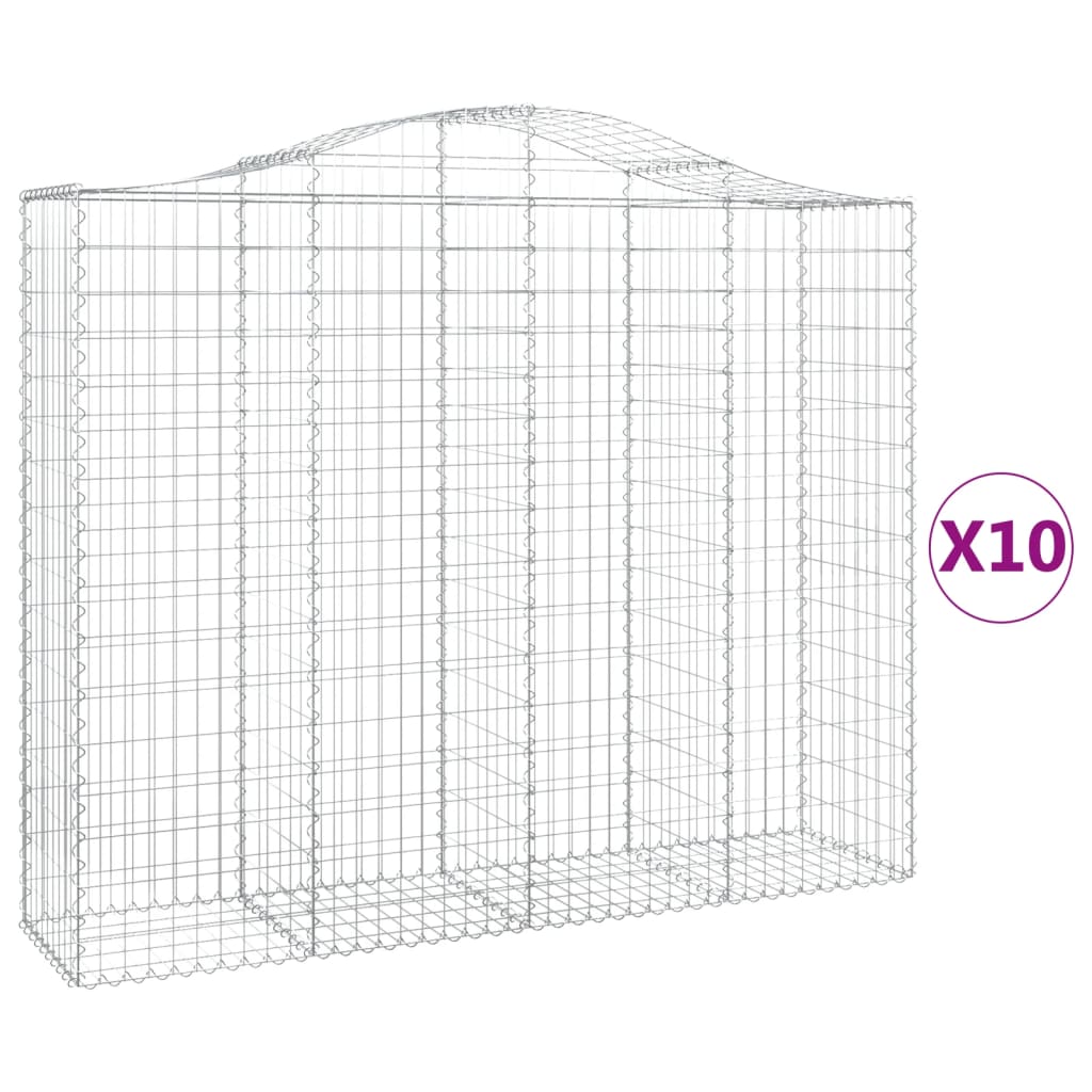 Gabionkurver buede 10 stk 200x50x160/180 cm galvanisert jern