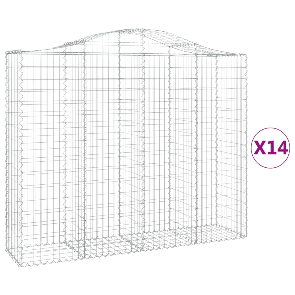 Gabionkurver buede 14 stk 200x50x160/180 cm galvanisert jern