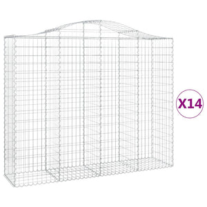 Gabionkurver buede 14 stk 200x50x160/180 cm galvanisert jern