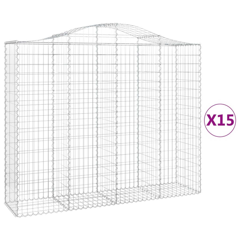 Gabionkurver buede 15 stk 200x50x160/180 cm galvanisert jern