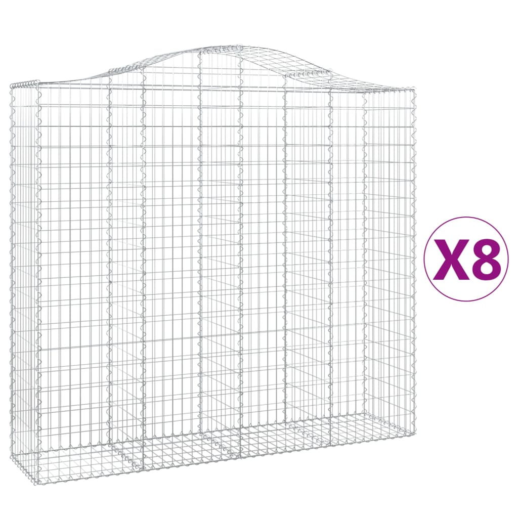 Gabionkurver buede 8 stk 200x50x180/200 cm galvanisert jern