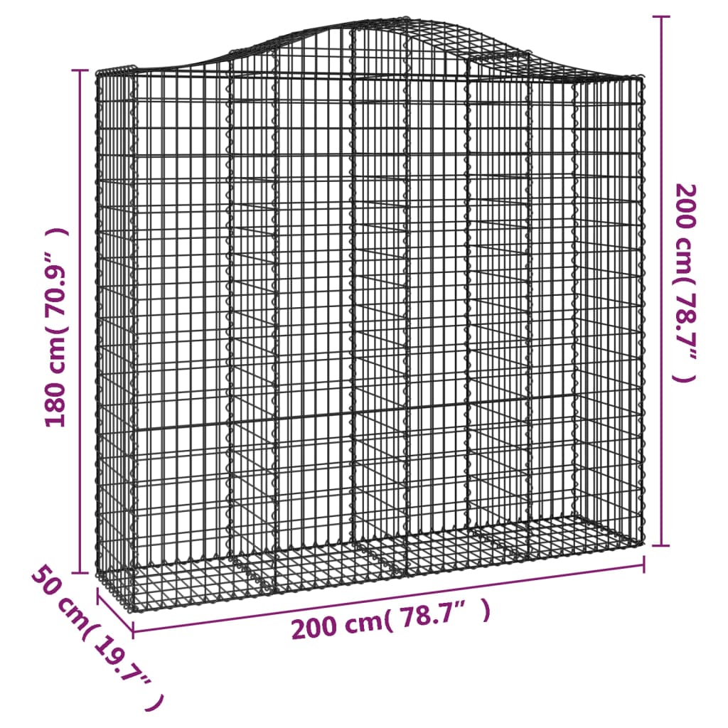 Gabionkurver buede 8 stk 200x50x180/200 cm galvanisert jern