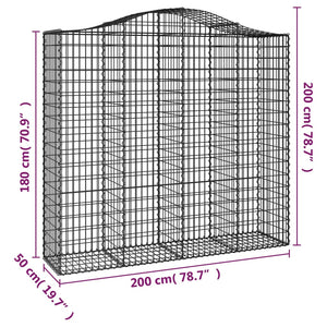 Gabionkurver buede 8 stk 200x50x180/200 cm galvanisert jern