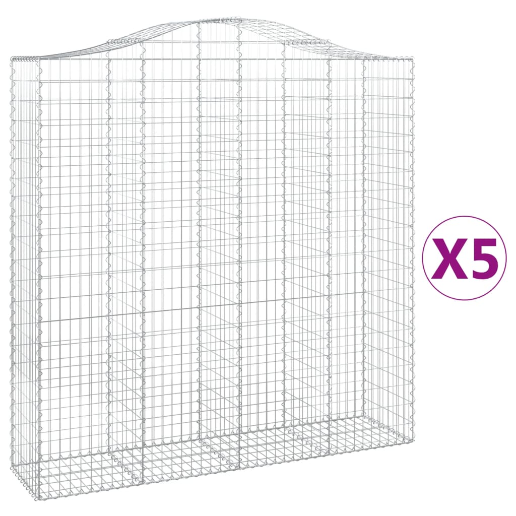 Gabionkurver buede 5 stk 200x50x200/220 cm galvanisert jern