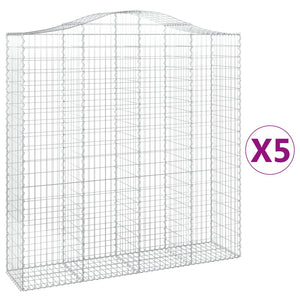 Gabionkurver buede 5 stk 200x50x200/220 cm galvanisert jern