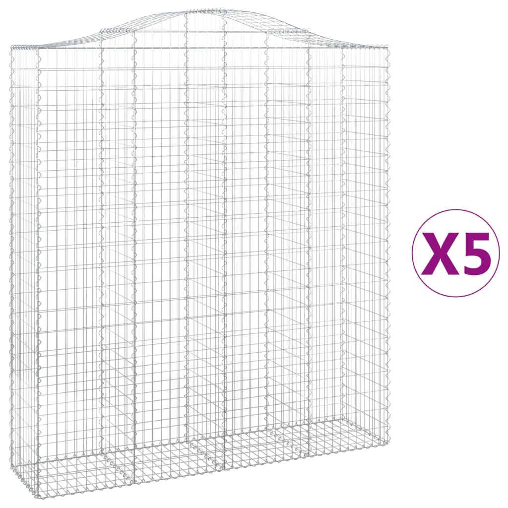 Gabionkurver buede 5 stk 200x50x220/240 cm galvanisert jern