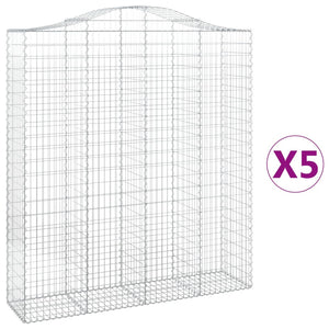 Gabionkurver buede 5 stk 200x50x220/240 cm galvanisert jern