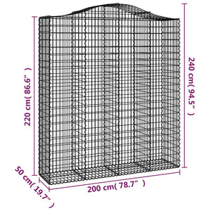 Gabionkurver buede 5 stk 200x50x220/240 cm galvanisert jern