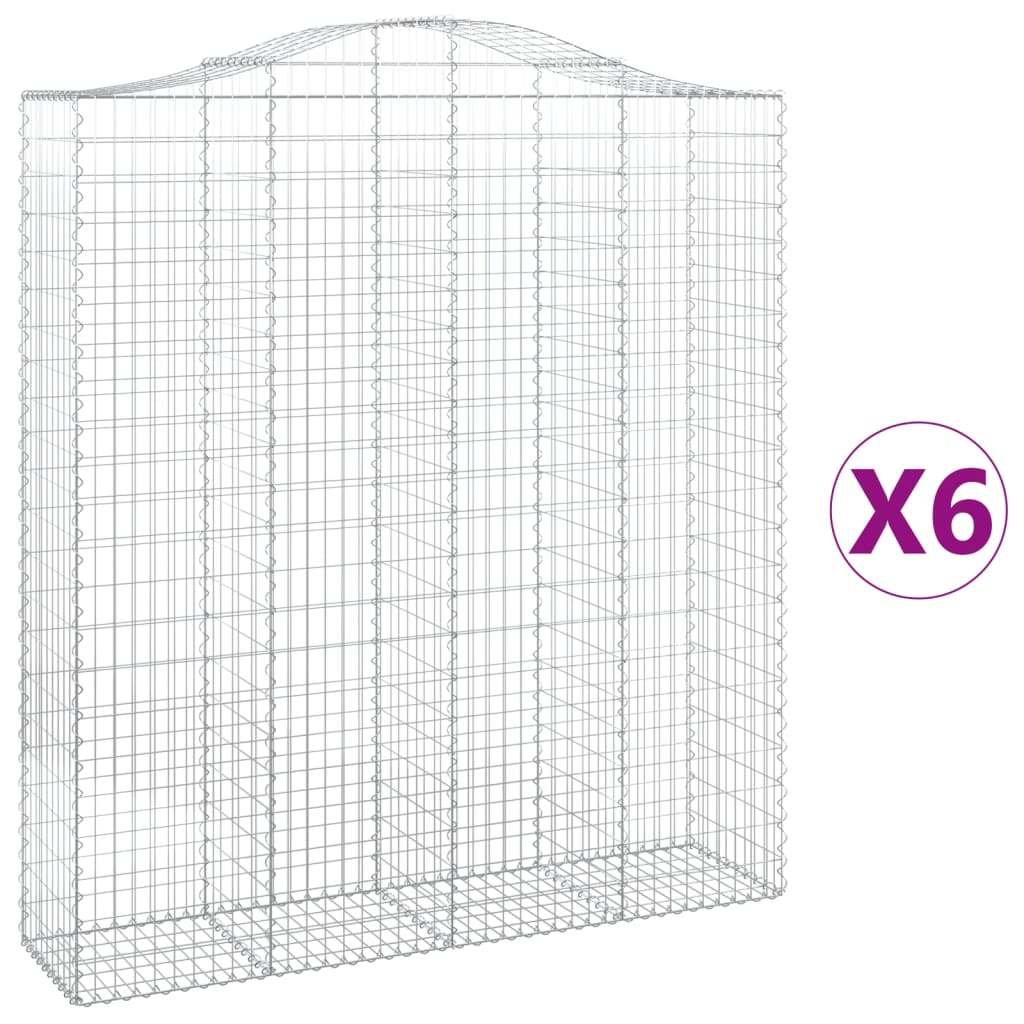 Gabionkurver buede 6 stk 200x50x220/240 cm galvanisert jern