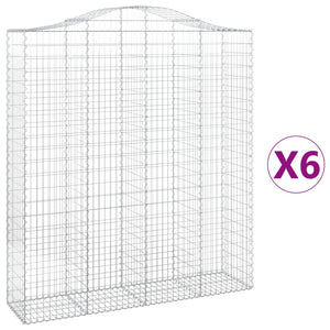 Gabionkurver buede 6 stk 200x50x220/240 cm galvanisert jern