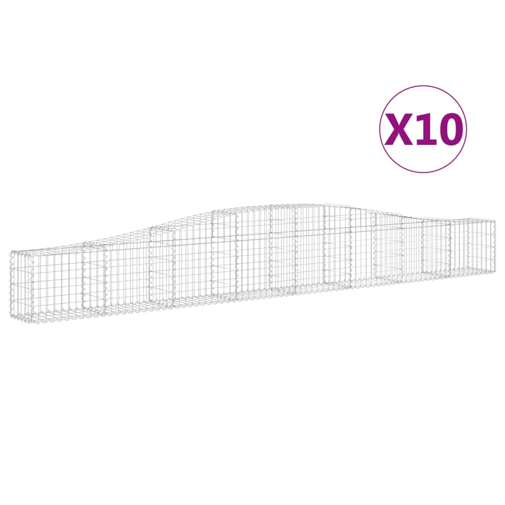 Gabionkurver buede 10 stk 400x30x40/60 cm galvanisert jern