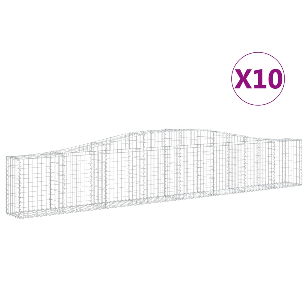 Gabionkurver buede 10 stk 400x30x60/80 cm galvanisert jern