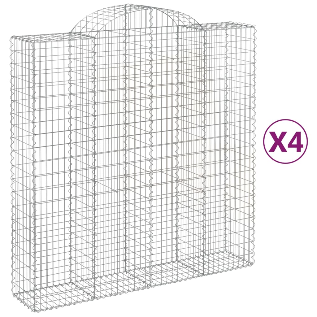Gabionkurver buede 4 stk 200x50x200/220 cm galvanisert jern