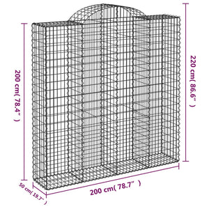 Gabionkurver buede 5 stk 200x50x200/220 cm galvanisert jern