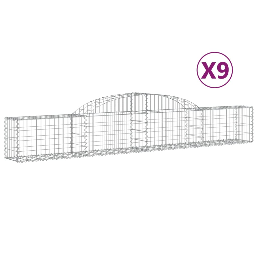 Gabionkurver buede 9 stk 300x30x40/60 cm galvanisert jern