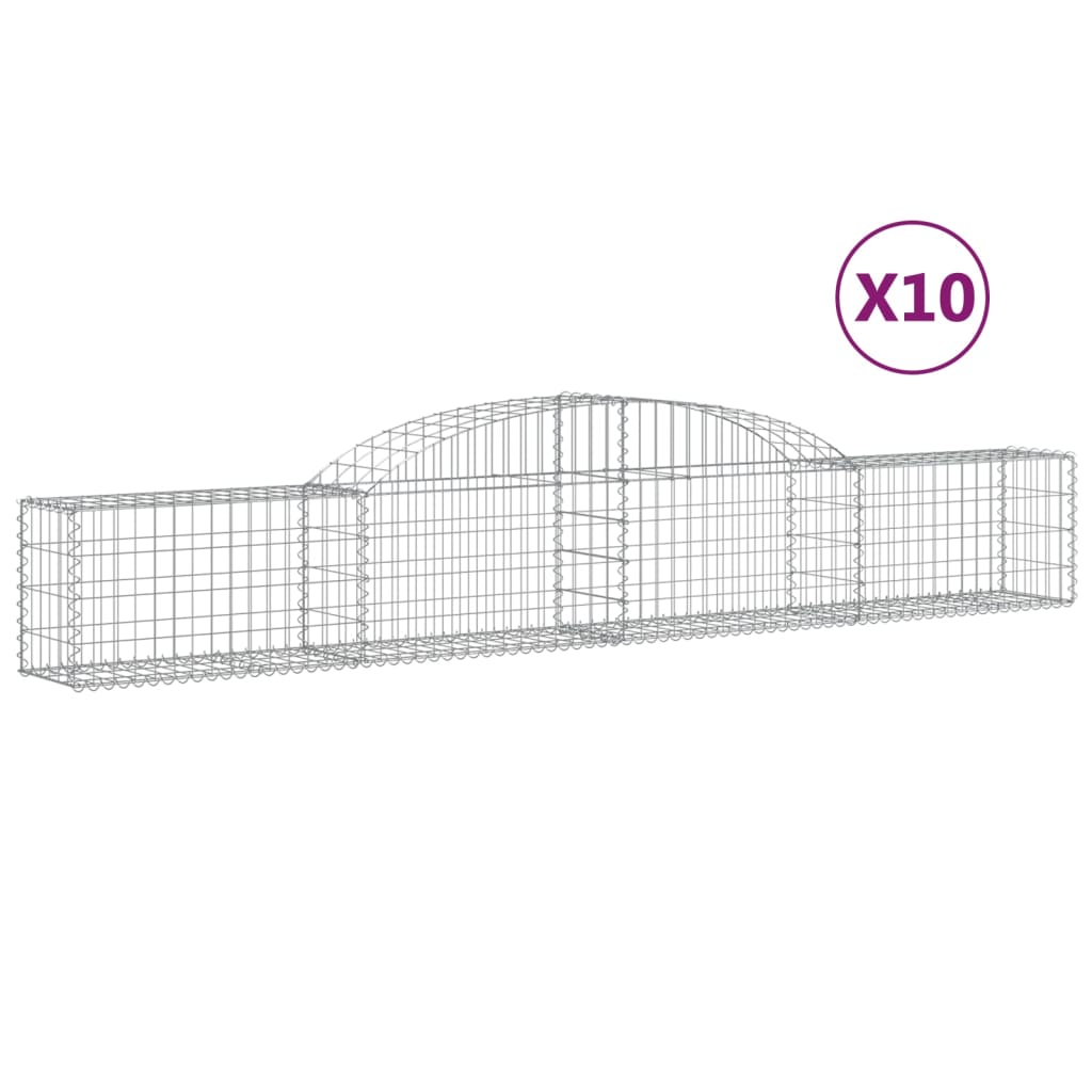 Gabionkurver buede 10 stk 300x30x40/60 cm galvanisert jern