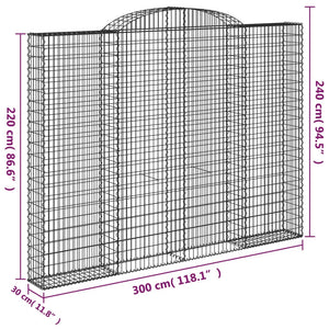 Gabionkurver buede 2 stk 300x30x220/240 cm galvanisert jern