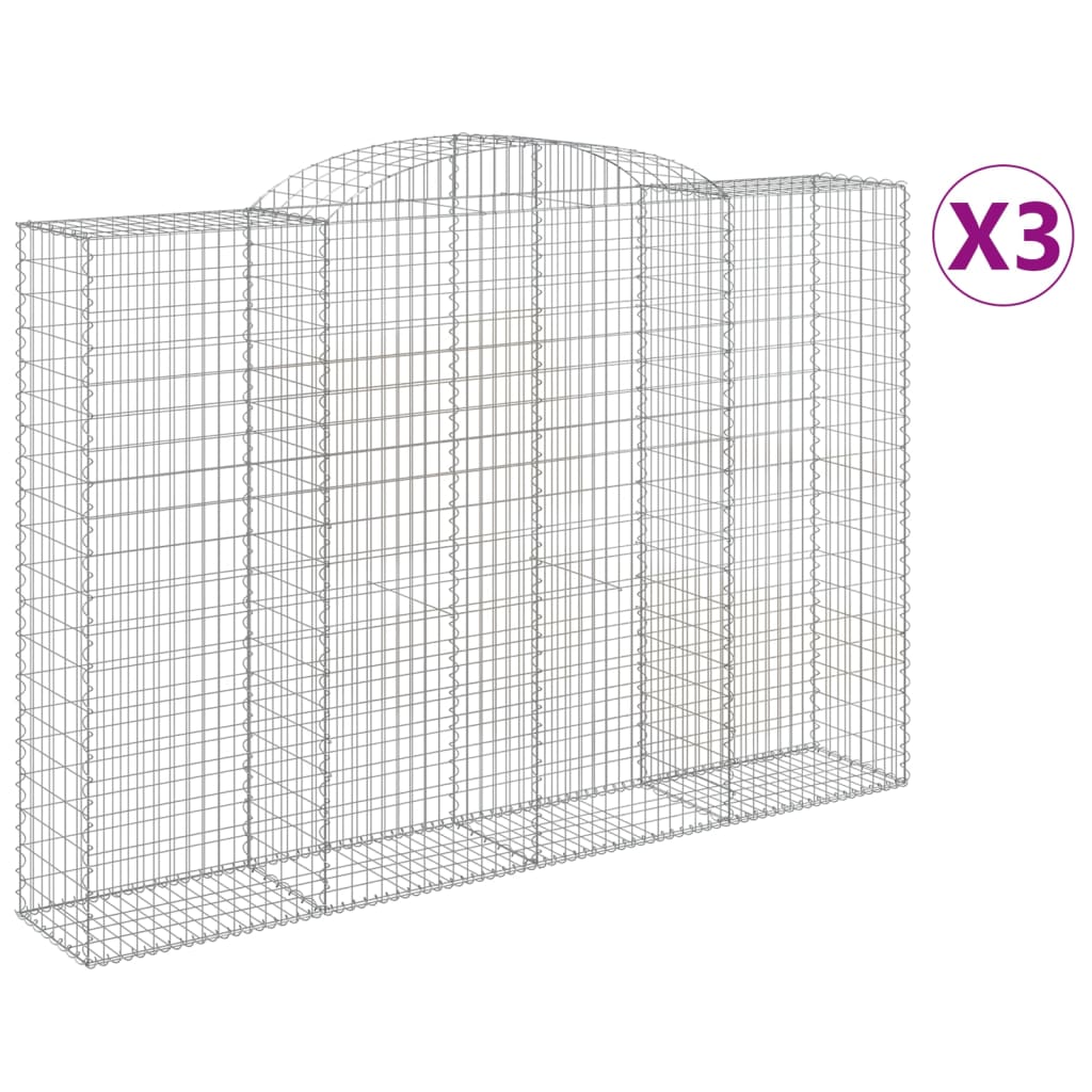 Gabionkurver buede 3 stk 300x50x200/220 cm galvanisert jern