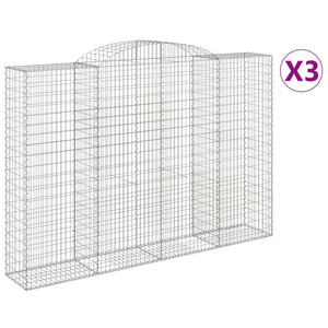 Gabionkurver buede 3 stk 300x50x200/220 cm galvanisert jern